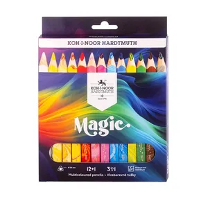 Mehrfarbige Buntstifte „Magic 3408“, Set mit verschiedenen Farben 12+1, dreikantig, KOH-I-NOOR